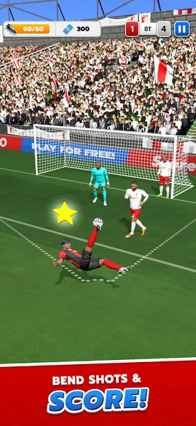 Score Hero shot on goal shown in an emulator window in portrait