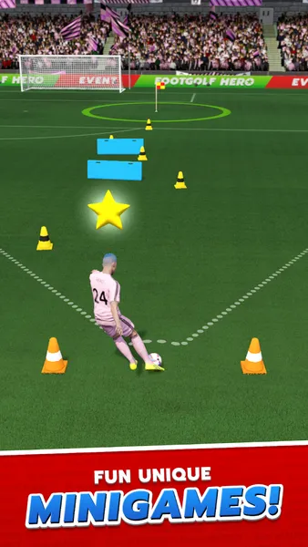 Score Hero free kick minigame shown at desktop size inside an emulator